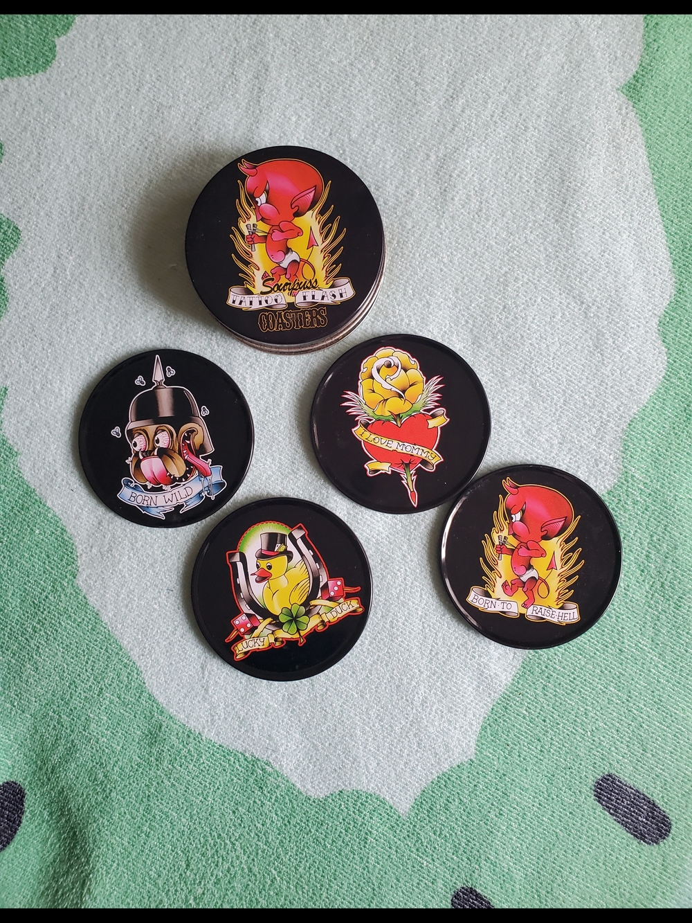 Sourpuss Tattoo Flash Coaster Set